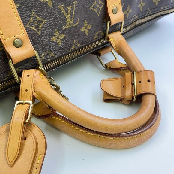 Louis Vuitton Keepall Bandoliere 55 Monogram Leather × PVC Brown Boston Bag - Picture 8 of 15